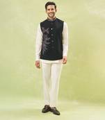 Black embroidered nehru jacket