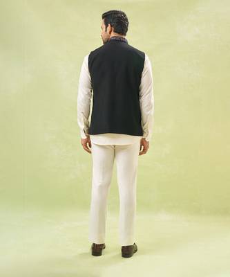 Black embroidered nehru jacket 3