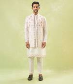 Off white embroidered kurta-jacket set