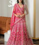 Pink Satin Thread and Sequin Work Lehenga Choli