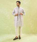 Grey embroidered kurta-jacket set