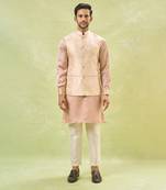 Pink brocade kurta-jacket set