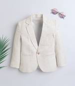 Cream solid linen blazer