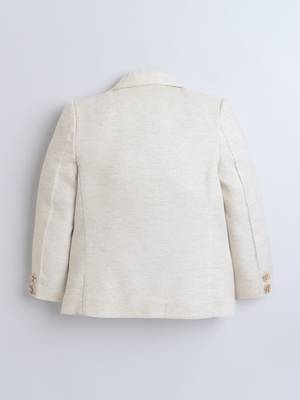 Cream solid linen blazer 2