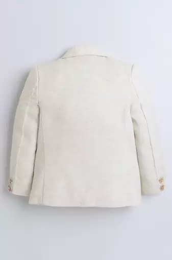 Cream solid linen blazer