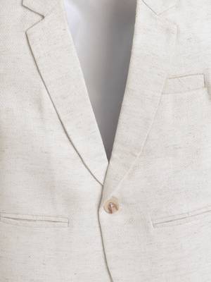 Cream solid linen blazer 3