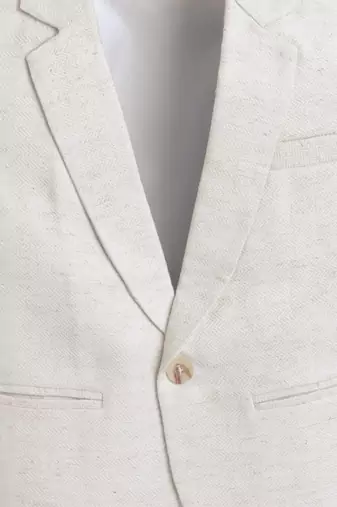 Cream solid linen blazer