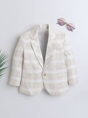 Cream woven linen blazer 1