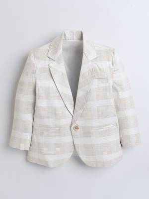 Cream woven linen blazer 4