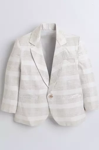 Cream woven linen blazer