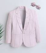 Babypink abstract woven print linen blazer