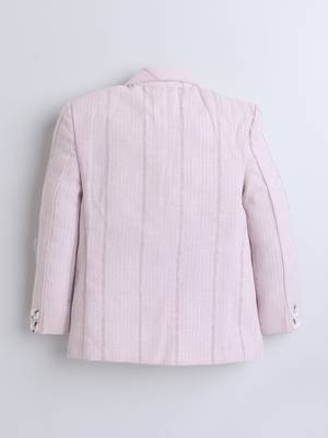 Babypink abstract woven print linen blazer 2