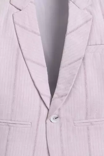 Babypink abstract woven print linen blazer