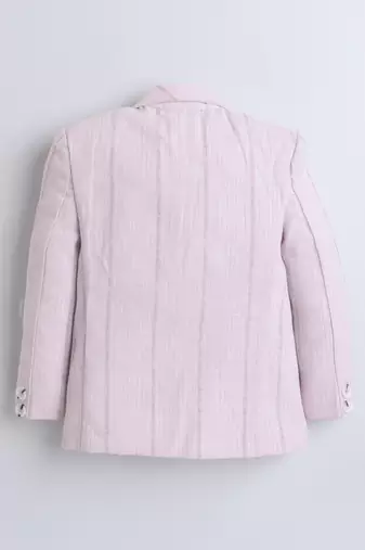 Babypink abstract woven print linen blazer