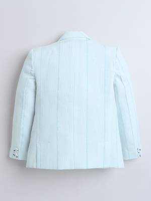 Skyblue abstract woven linen blazer 2