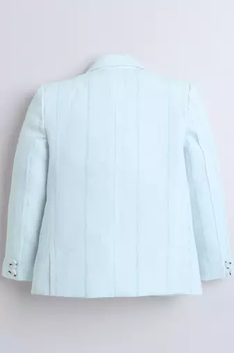 Skyblue abstract woven linen blazer
