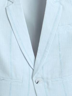 Skyblue abstract woven linen blazer 3
