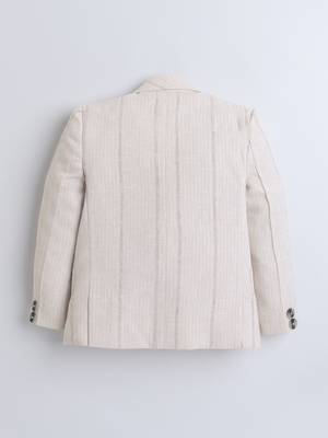 Cream abstract woven linen blazer 2