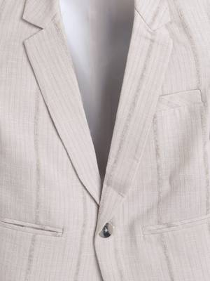 Cream abstract woven linen blazer 3