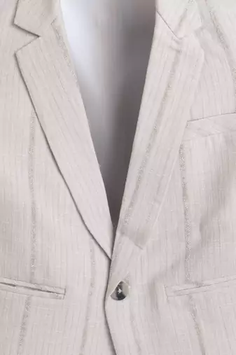 Cream abstract woven linen blazer