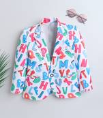 Multicolor alphabet print polyester spandex blazer