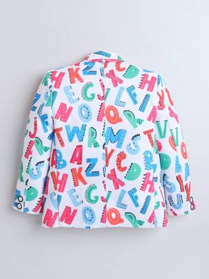 Multicolor alphabet print polyester spandex blazer 2