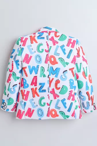 Multicolor alphabet print polyester spandex blazer