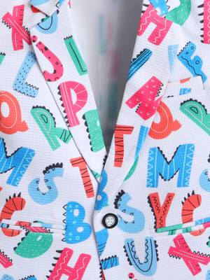 Multicolor alphabet print polyester spandex blazer 3
