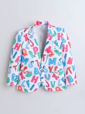 Multicolor alphabet print polyester spandex blazer 4