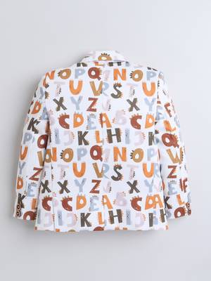 Brown alphabet print polyester spandex blazer 2