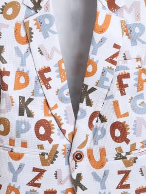 Brown alphabet print polyester spandex blazer 3