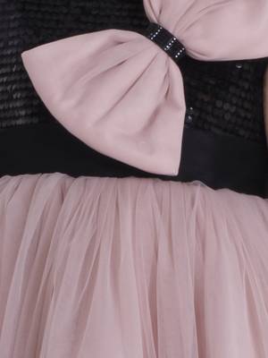 Beige sequins work net frock 5