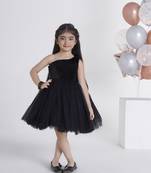 Black sequins work net frock