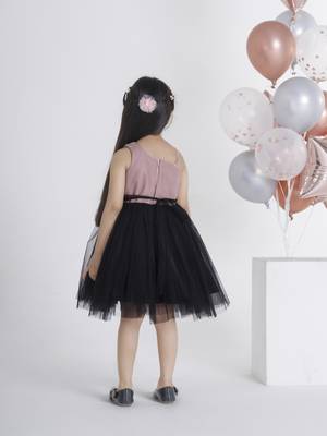 Black sequins work net frock 2
