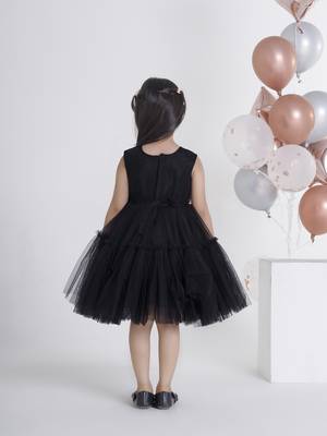 Black big sequins bow net frock 2