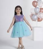 Purple sequins work net frock