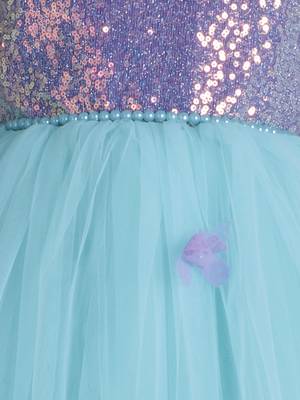Purple sequins work net frock 5