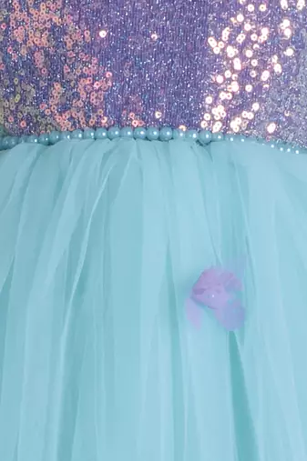 Purple sequins work net frock