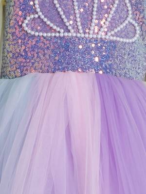 Purple sequins work and hand embriodery net frock 5