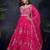Pink thread embroidery, sequins chinon silk gown- free size stitched( size upto 42")
