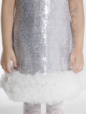 Silver sequins work net midi dress 5
