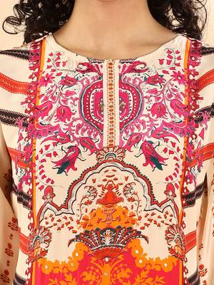  cream and pink silk crepe sequins work straight kurta dupatta pant set 4