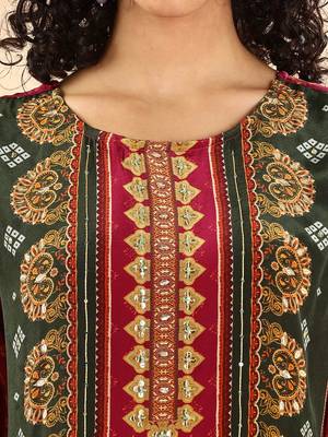  purple and green silk crepe sequins work straight kurta dupatta pant set 5