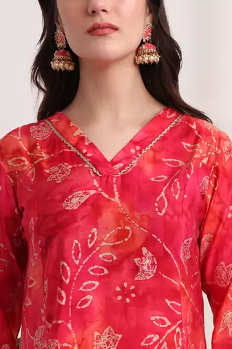  pink ethnic motifs,lace work anarkali kurta and trouser with dupatta set