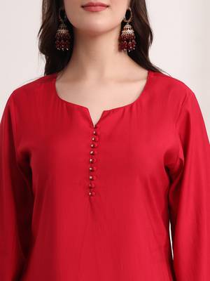  pink solid straight kurta trouser and dupatta set 4