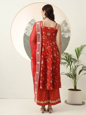  red gotta pati anarkali kurta dupatta set 3