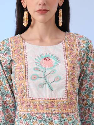  white and blue cotton straight kurta pant dupatta set 4