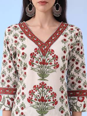  white and green cotton,sequins work straight kurta pant dupatta set 4