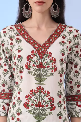  white and green cotton,sequins work straight kurta pant dupatta set