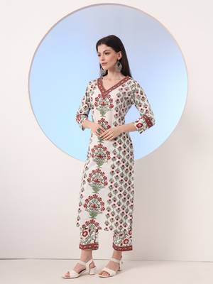  white and green cotton,sequins work straight kurta pant dupatta set 5